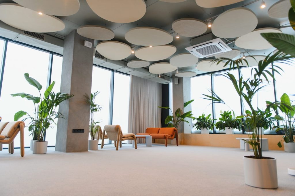 architectural ceiling panels needing cleaning